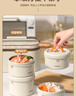 恩尔美（nRMEi）保温饭盒上班族大容量可微波炉加热便当盒316食品级学生便携餐盒 米白[可微波+保温拎包] 3层 1.4L 赠送餐具套装丨升级抗菌316 实拍图