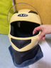 AD新国标电动车头盔男女士四季通用电瓶车安全帽男款冬季保暖围巾全盔女款防雾轻便3C认证摩托车头盔 新国标B【米黄】透明 实拍图
