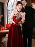 丽佰昕酒红色旗袍敬酒服新娘2025新款结婚当天回门便装新中式订婚礼服裙 酒红色 M  建议90-100斤 晒单实拍图