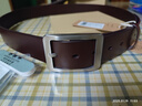 牛当家（cattlesboss）皮带礼盒男纯钛头层牛皮腰带男针扣3166 深咖色3.7 120cm 实拍图