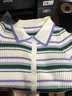 歌依妮2025秋冬季条纹针织衫女甜美设计感小众上衣短款毛衣女打底衫 图片色 M 实拍图