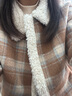 百图betu女装冬季新款短外套羊羔绒翻领复古格纹拼色外套2410T71 咖色格 S （咖色格预售11/27发货） 实拍图
