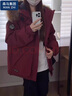 棉致加厚工装连帽棉服女新款宽松派克服棉衣外套女面包服羽棉袄绒服 安哥拉红【高品质】 M 105-125斤 实拍图