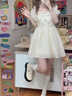 VEOX气质法式方领蝴蝶结娃娃裙2025夏新款高腰连衣裙女泡泡袖甜美风 白色 M [建议96-105斤] 实拍图