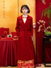泰勒马丁红色双面羊毛大衣女2025新款领证订婚结婚敬酒服新娘毛呢套装 LZ001(仅大衣) M 实拍图