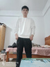 啄木鸟（TUCANO）卫衣男士潮流宽松圆领长袖t恤学生时尚休闲套头上衣男 白色 M 实拍图