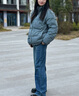 Lee【张凌赫代言】25新品428懒懒裤舒适高腰直脚浅蓝色阔腿女牛仔裤 浅蓝色 25 实拍图