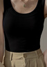 NOMe吊带背心女春夏内搭外穿螺纹弹力无袖背心上衣 黑色【圆领】 L 实拍图