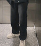 顶峰保罗（Dingfengbaoluo）美式牛仔裤男冬季高街直筒宽松加绒加厚阔腿长裤DFS05JR黑灰3XL 实拍图
