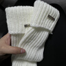 JUZEELY秋冬宽松腿套日系少女百搭堆堆袜金属标袜套保暖针织鞋套 亚麻棕+奶油白 2双 均码 实拍图