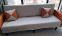 怡尚恋家可折叠布艺沙发小户型沙发床两用多功能客厅出租房公寓单双人沙发 阳光橙+米白(科技布 四人位-全长2.2米：送2抱枕 实拍图