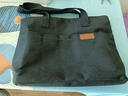 学生上课单肩包简约大容量帆布包女百搭通勤文艺托特包手提布袋包 黑色【双层带内衬+拉链+前袋磁扣 实拍图