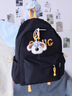 匡睿书包初中学生日系复古大容量休闲高中大学生双肩包轻便高颜值背包 黑色（带飞行员狗狗挂件） 实拍图