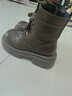 ZHR女靴冬季粗跟增高马丁靴女复古加绒小个子短靴女 JF95A 棕色 38  实拍图