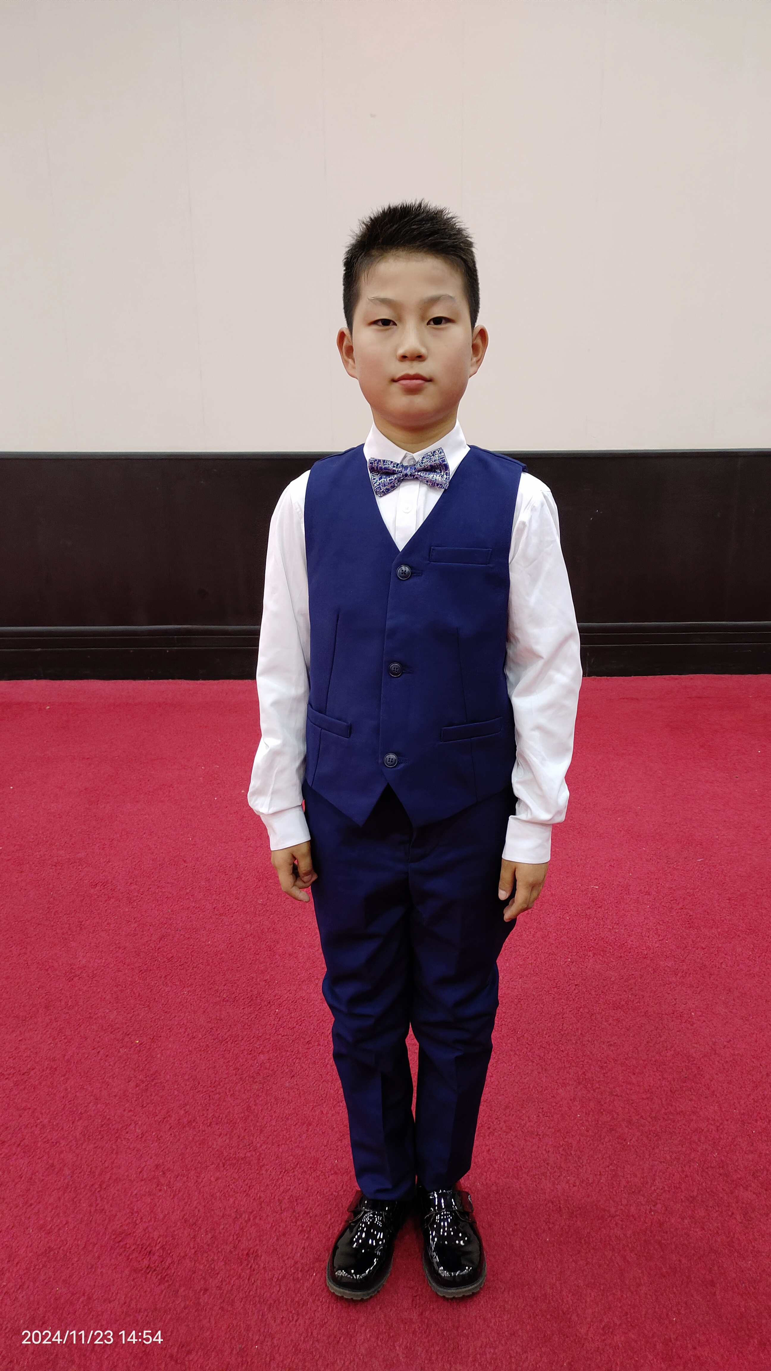 罗蒙儿童西装马甲套装男童花童主持人礼服男孩钢琴演出服 藏青色 150 实拍图