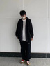 NEW OR MODE春秋季垂感冰丝短衬衫男士长袖外套胖子大码美式潮流牌痞帅衬衣夏 7636-黑色 XL 实拍图
