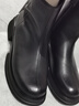 达芙妮短靴女牛皮复古厚底瘦瘦靴粗跟马丁靴女鞋子 4023605004 黑色 39  实拍图