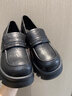 ZHR乐福鞋女经典英伦风粗跟单鞋女复古透气软底女皮鞋 JF67 黑色 37  实拍图