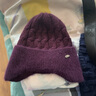 冬天中老年人帽子女妈妈兔毛线帽加绒加厚奶奶老太太针织保暖棉帽 紫色 均码有弹力 实拍图