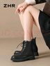 ZHR马丁靴女秋冬复古英伦靴子女时尚百搭加绒短靴女 ES08A 黑色 38 实拍图