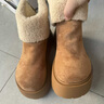 贞喜气冬季新款雪地靴女百搭厚底保暖加厚时尚小个子加绒松糕底博肯棉鞋 驼色 松糕厚底雪地靴【翻领】 37 实拍图