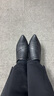 ZHR头层牛皮女鞋轻奢粗跟深口单鞋女百搭尖头皮鞋女 S395 黑色 37  实拍图