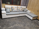 卡瑞龙 布艺沙发 简约现代客厅沙发大小户型简欧实木沙发组合整装家具 【柔适乳胶版】四人位3.0米+脚踏+茶几 超纤三防纳米科技布（可擦洗） 实拍图