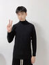 浪莎恒温37℃双面德绒中低领发热恒温保暖内衣男士加绒加厚套装秋衣秋 德绒-中领黑色[上衣加裤子] L [建议110-130斤] 实拍图