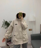 QGF美式复古chic连帽外套女春秋季新款设计感上衣宽松运动冲锋衣夹克 23013-杏色 L 实拍图