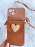 kpay适用苹果16promax手机壳挂绳iPhone 16手机壳背带斜挎16手机壳简约奶茶色爱心零钱卡包镜头全包 【苹果手机壳带爱心卡包+斜跨挂绳】 iPhone16 实拍图