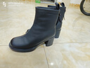 达芙妮加绒高跟短靴女圆头百搭靴子粗跟增高瘦瘦靴4623607044 黑色37 实拍图