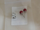 天然朱砂999纯银耳钉本命年女转运招财高级防过敏爆款养耳洞耳饰 6毫米高含量帝王砂一对 实拍图