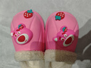 儿童棉拖鞋冬季加绒加厚可拆卸脚套防水防滑儿童男女可爱棉拖鞋 玫红【草莓熊】 30.5 内长18cm，尺码偏小 实拍图