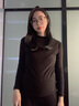 健卡丹秋冬季新款长袖打底衫女加绒加厚半高领保暖上衣修身显瘦打底衫女 春秋款 黑色 L 适合90-120斤 实拍图