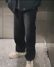 顶峰保罗（Dingfengbaoluo）美式牛仔裤男冬季高街直筒宽松加绒加厚阔腿长裤DFS05JR黑灰L 实拍图