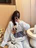 另约冬季韩版甜美卡通加厚半边绒睡衣女宽松日系保暖珊瑚绒家居服套装 4894 蓝腊肠狗 L 实拍图