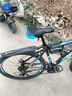 EG7山地自行车成人学生变速越野单车双减震赛车26寸青少年男女 辐条【升级减震 轻量铝架】黑蓝 27.5寸24速【适合：175-190CM】 实拍图