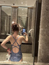 WATERTIME泳衣女高级感新款泡温泉游泳馆专用性感绝美竞速连体泳衣镜帽套装 黛紫霓裳【全新未拆封，里布轻微染色，不影响穿着】 S 实拍图