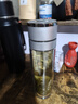 梵昇昱一键开盖玻璃杯车载双层防烫茶水分离杯子速开泡茶杯男士开车专用 银色500ml 实拍图