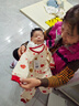 婧麒宝宝拜年服连体衣服冬装夹棉百日宴满月红色新生婴儿过年 米黄色【保暖款】 73cm 实拍图