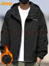 JEEP吉普夹克男秋冬季冲锋外套男士休闲宽松工装衣服男装 卡其加棉 XL 实拍图