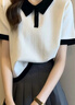 范哲莎夏装女士新款上衣服短袖显瘦宽松T恤2022女装正肩法式POLO领原宿 白色款 M 适合86-105斤 实拍图