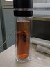 物物优一键开启双层玻璃杯开盖车载水杯男士开合速开茶杯茶水分离杯子 一键开盖高雅黑  400ML 实拍图