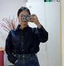 对白【杜鹃同款】复古丹宁牛仔衬衫女2025冬新款慵懒宽松休闲外套 牛仔蓝 S 实拍图