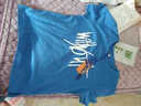 红粉宣言夏季新款高含棉宽松短袖t恤女上衣体恤衫 蓝色 S(85-110斤) 实拍图