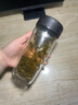ihold一键开盖双层玻璃杯防烫男士耐高温速开饮用水杯子办公泡茶杯车载 皮纹黑 350ml 实拍图