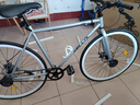 ICOLOUR死飞自行车男实心胎活飞双碟刹轻便公路赛网红成年学生成人女单车 30刀碟刹钛银色 26寸【适合165-185cm】 实拍图