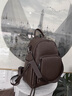 viney牛皮双肩包女休闲时尚背包轻便出行旅行包背包大容量学生电脑书包 【咖啡色】送老婆女朋友高级感实用 实拍图