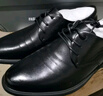 蜘蛛王男鞋皮鞋男士商务休闲鞋英伦时尚百搭低帮系带正装鞋 黑色 41  实拍图
