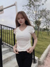 哈鲁迪短款正肩短袖t恤女2025年新款春秋季修身显瘦高腰辣妹上衣打底衫 白色（短袖款） M 【75-95斤】 实拍图